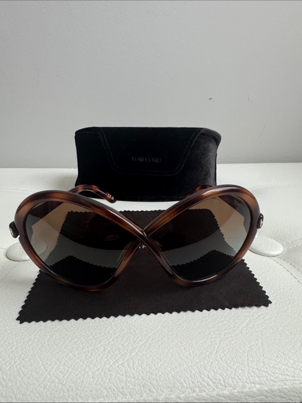 Tom Ford Brown Tortoiseshell Oversized Women's Sunglasses